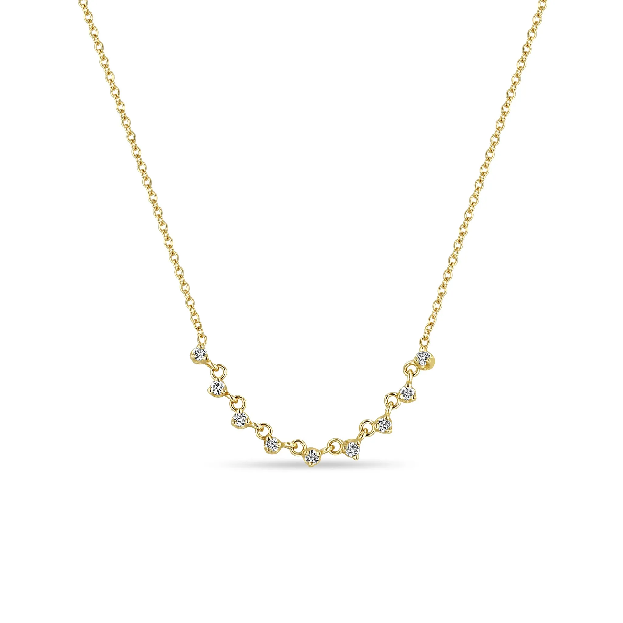 14k 9 Linked Prong Diamond Necklace