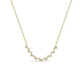 14k 9 Linked Prong Diamond Necklace