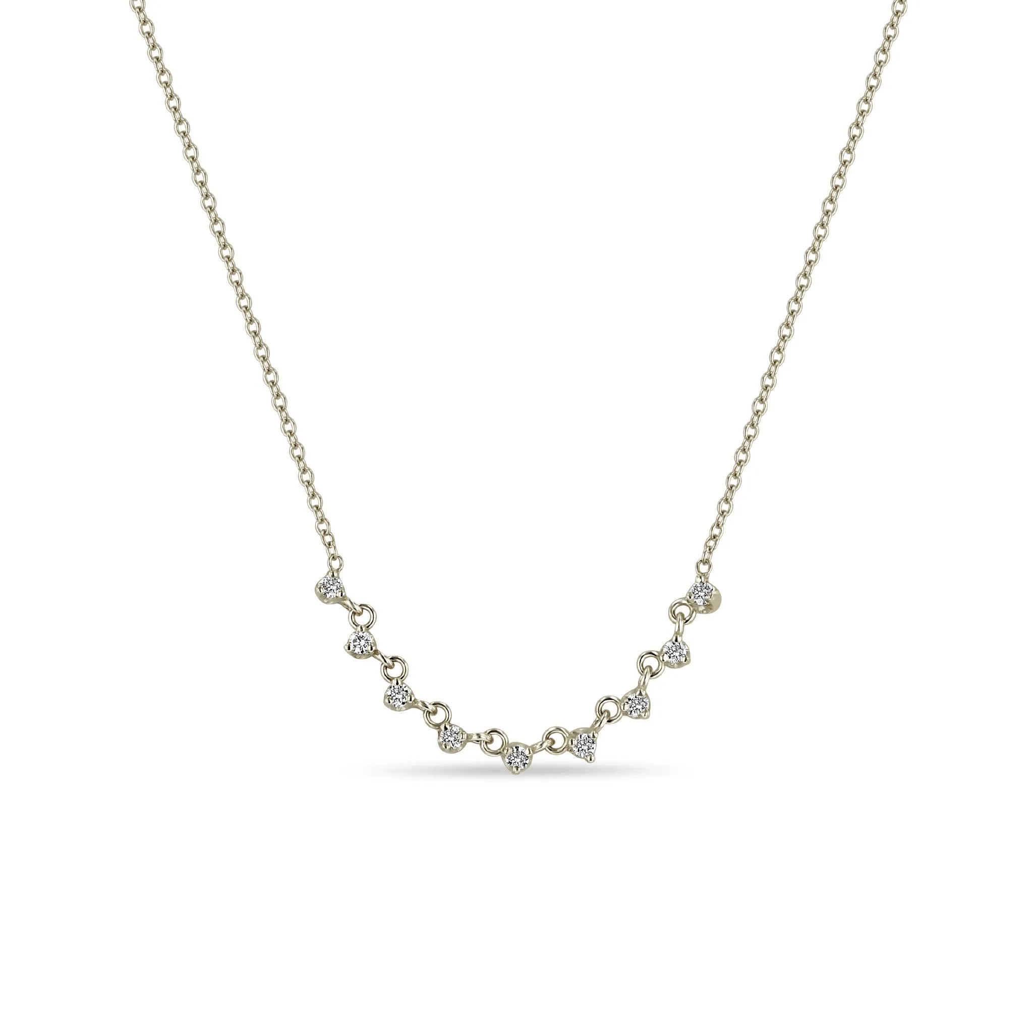 14k 9 Linked Prong Diamond Necklace