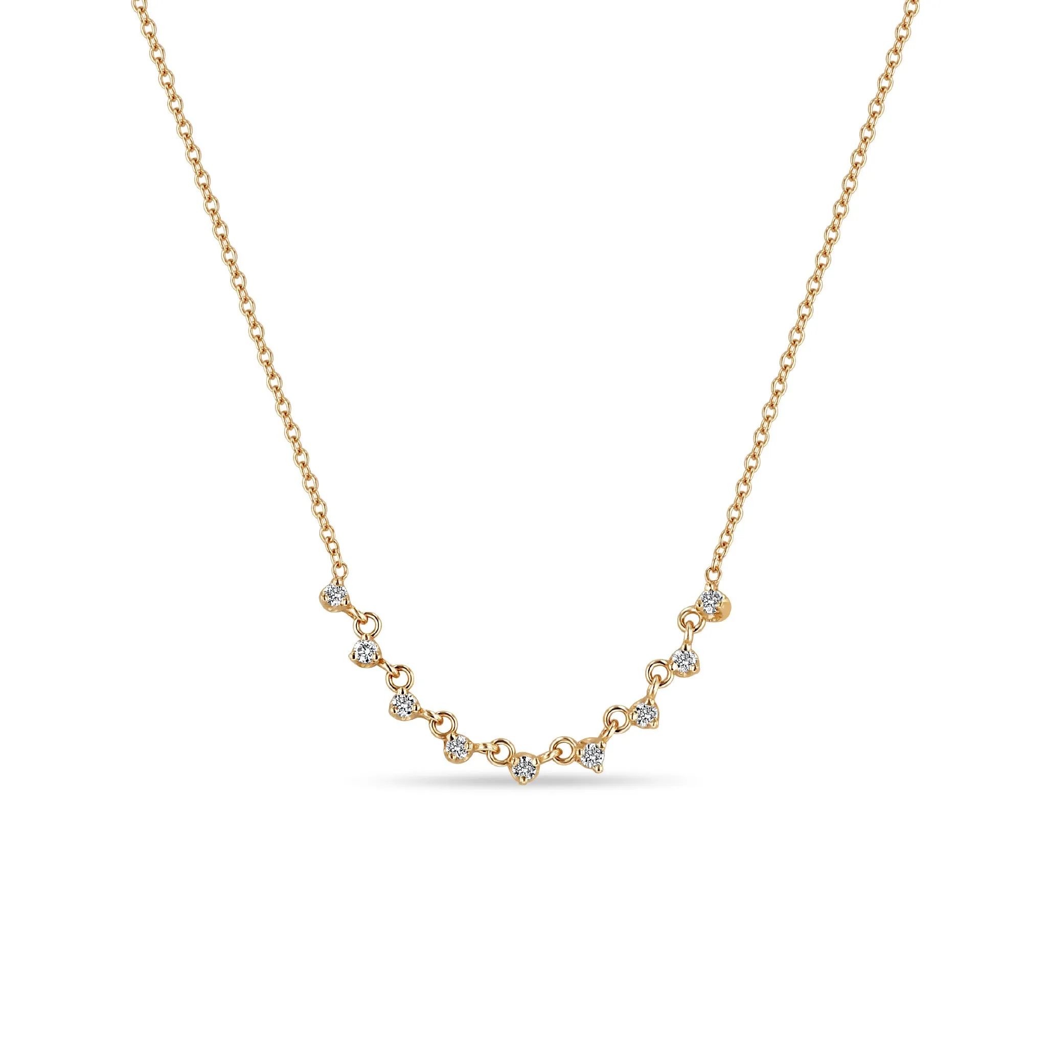 14k 9 Linked Prong Diamond Necklace