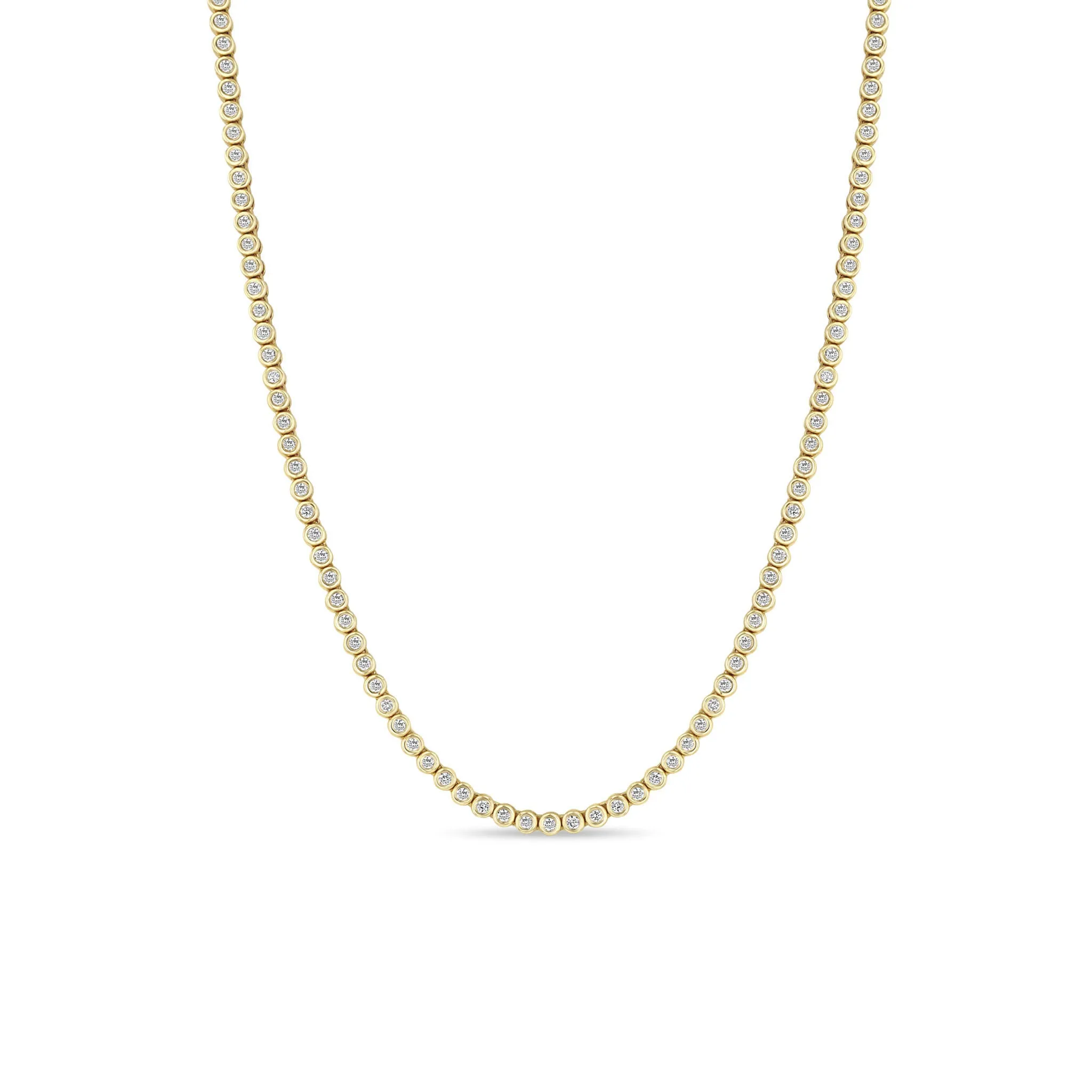 14k Small Diamond Bezel Tennis Necklace