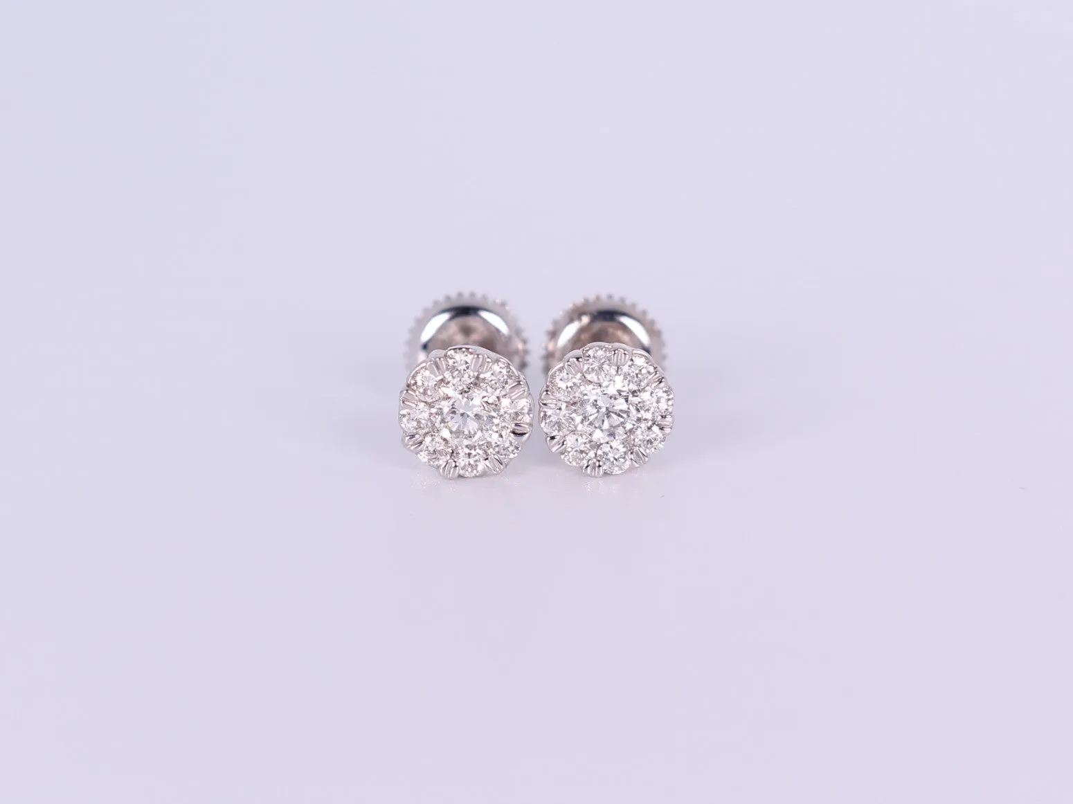 14K White Gold Round Earrings .700Ctw