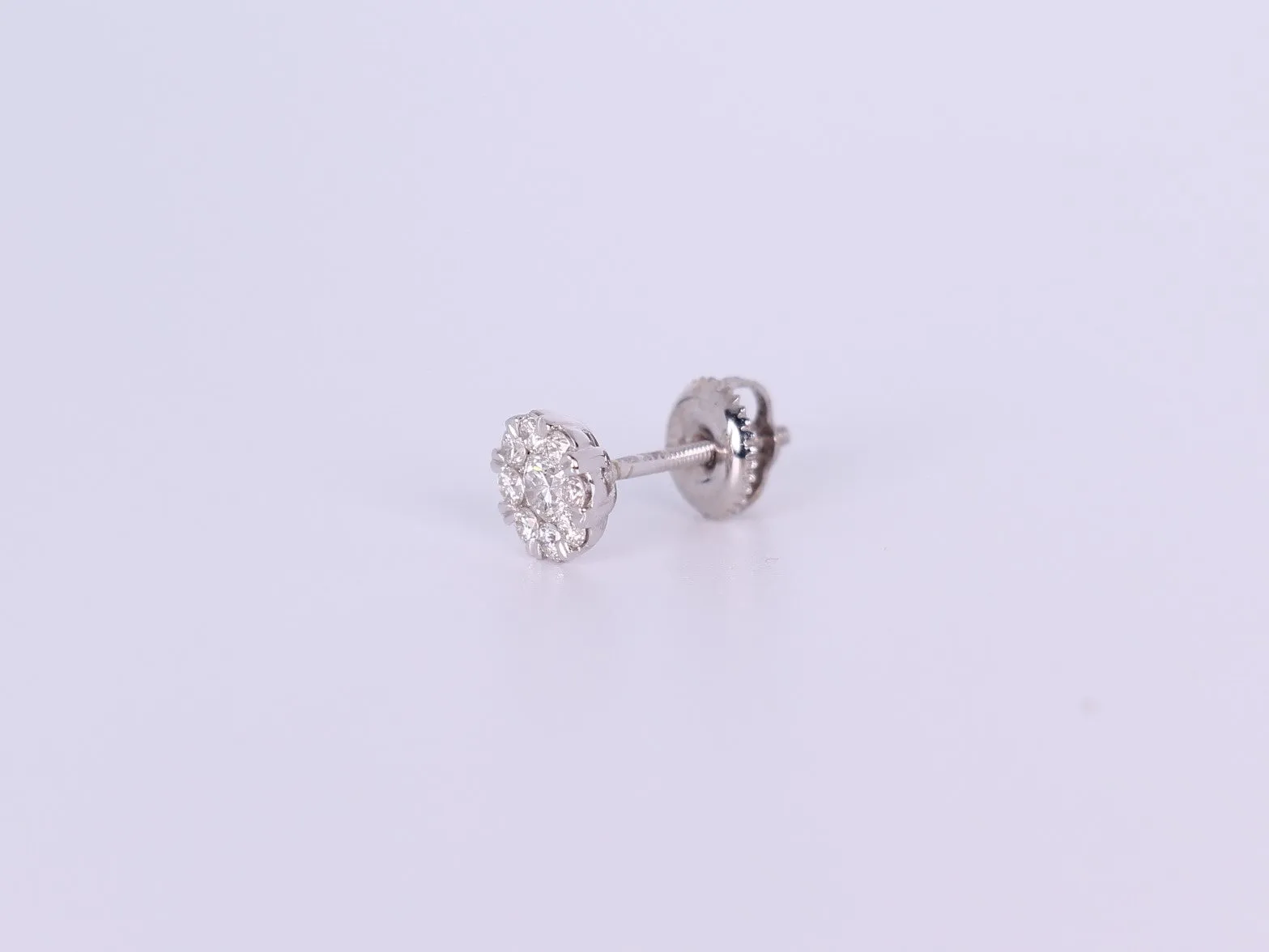 14K White Gold Round Earrings .700Ctw