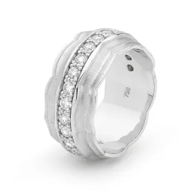 18ct White Gold Diamond Bead Set Ring