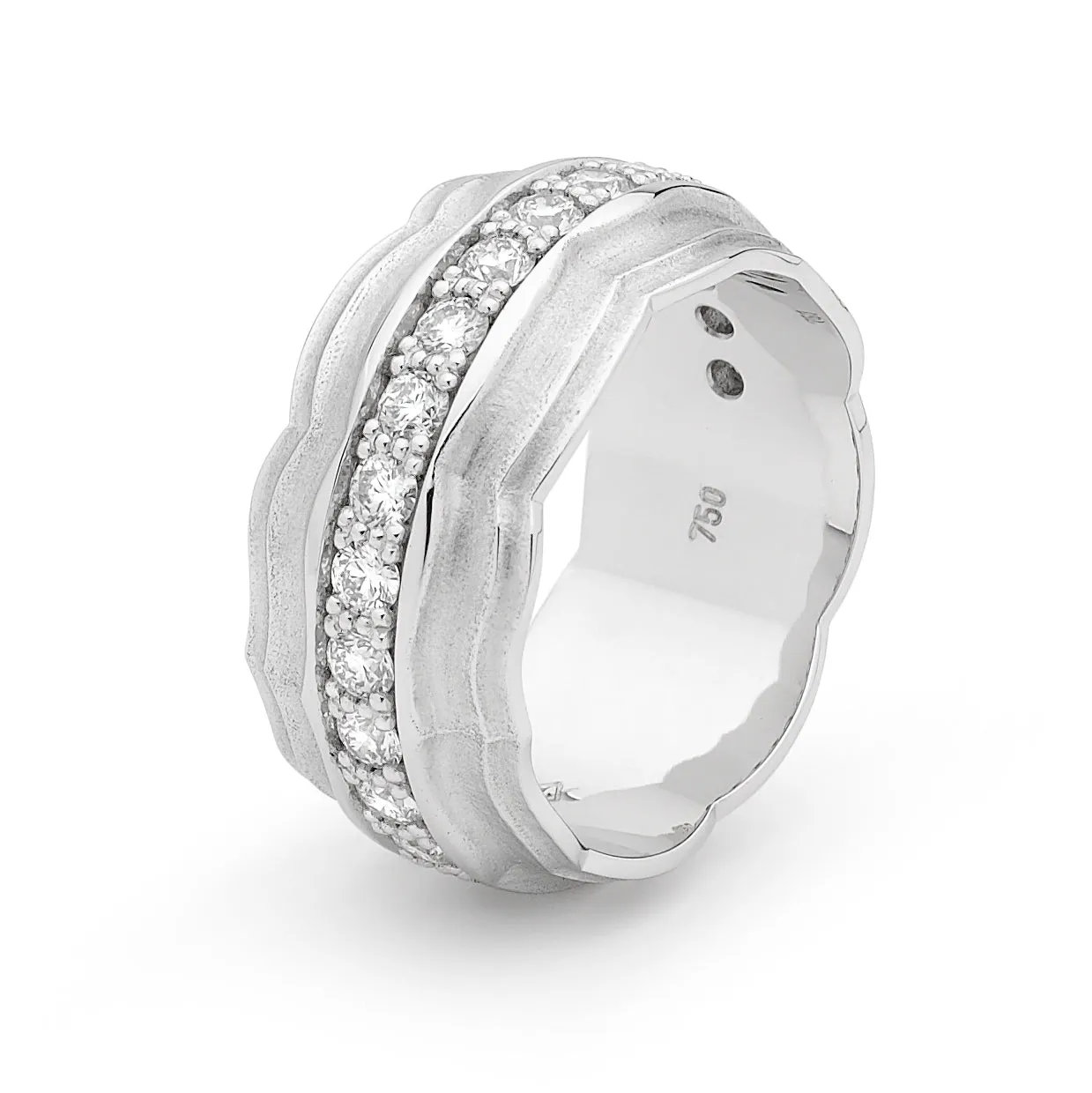 18ct White Gold Diamond Bead Set Ring