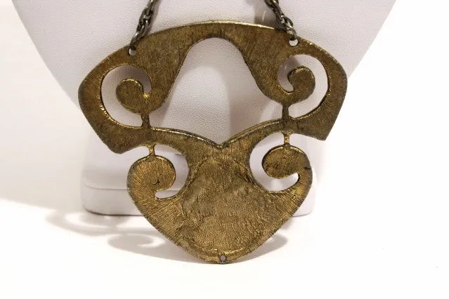 1970s Gold Mask Necklace