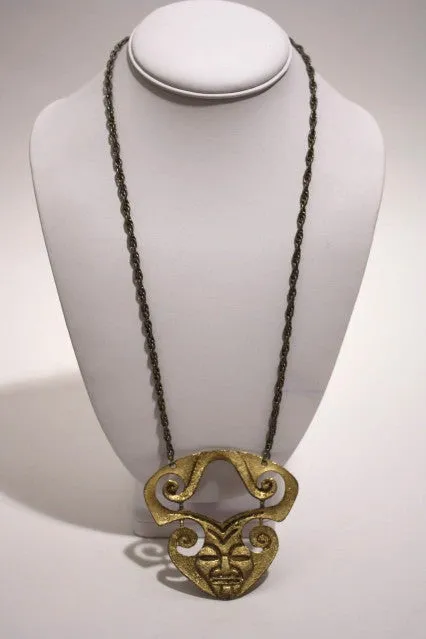 1970s Gold Mask Necklace