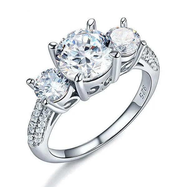 2 Carat 3-Stone Round Cut Ring