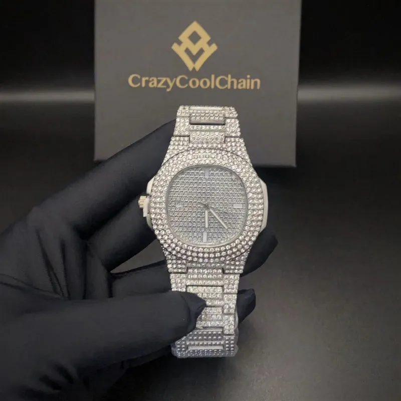 20mm Iced Out Necklace   Bracelet   Watch Set