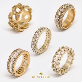 5 Pc Boss Ring Set in Gold