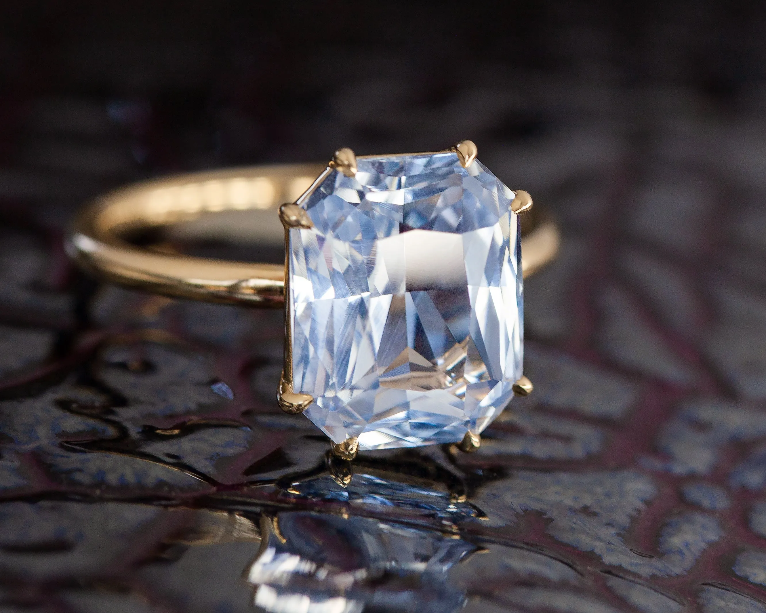 6.79-Carat Radiant Cut Sapphire Vale Ring