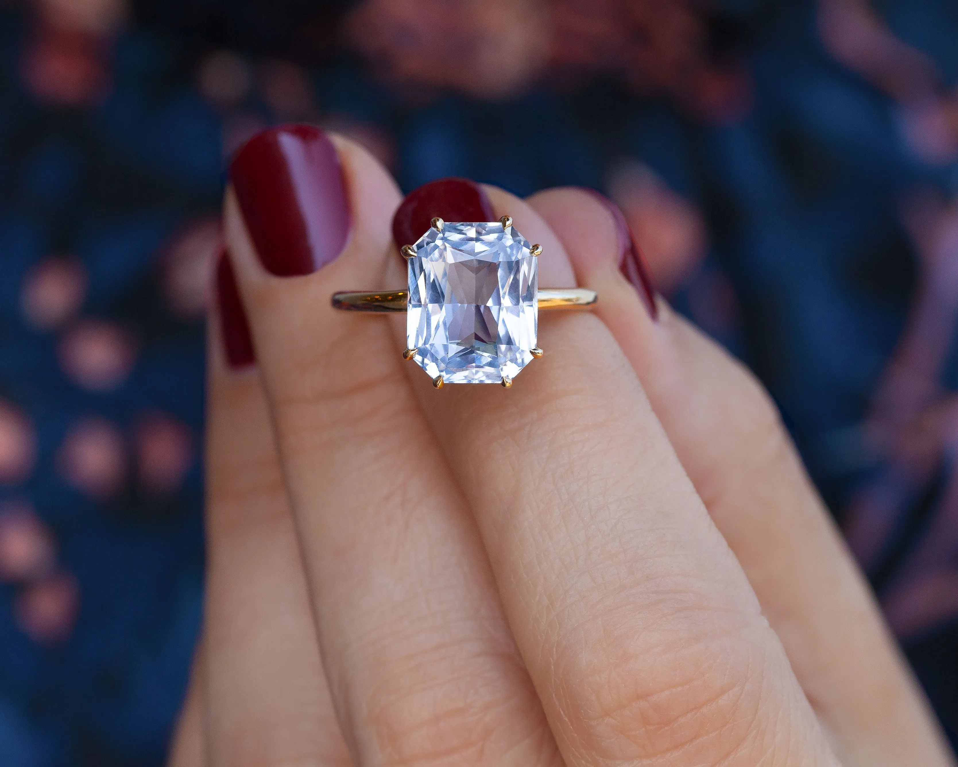 6.79-Carat Radiant Cut Sapphire Vale Ring