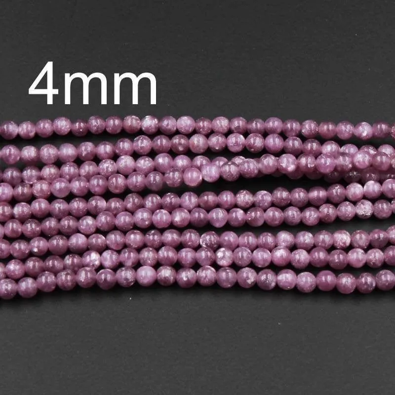 AAA Grade Natural Maroon Purple Lepidolite 4mm 6mm 8mm 10mm 12mm Round Beads High Quality 100% Natural Lepidolite Gemstone Full 16" Strand