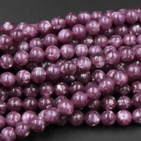 AAA Grade Natural Maroon Purple Lepidolite 4mm 6mm 8mm 10mm 12mm Round Beads High Quality 100% Natural Lepidolite Gemstone Full 16" Strand