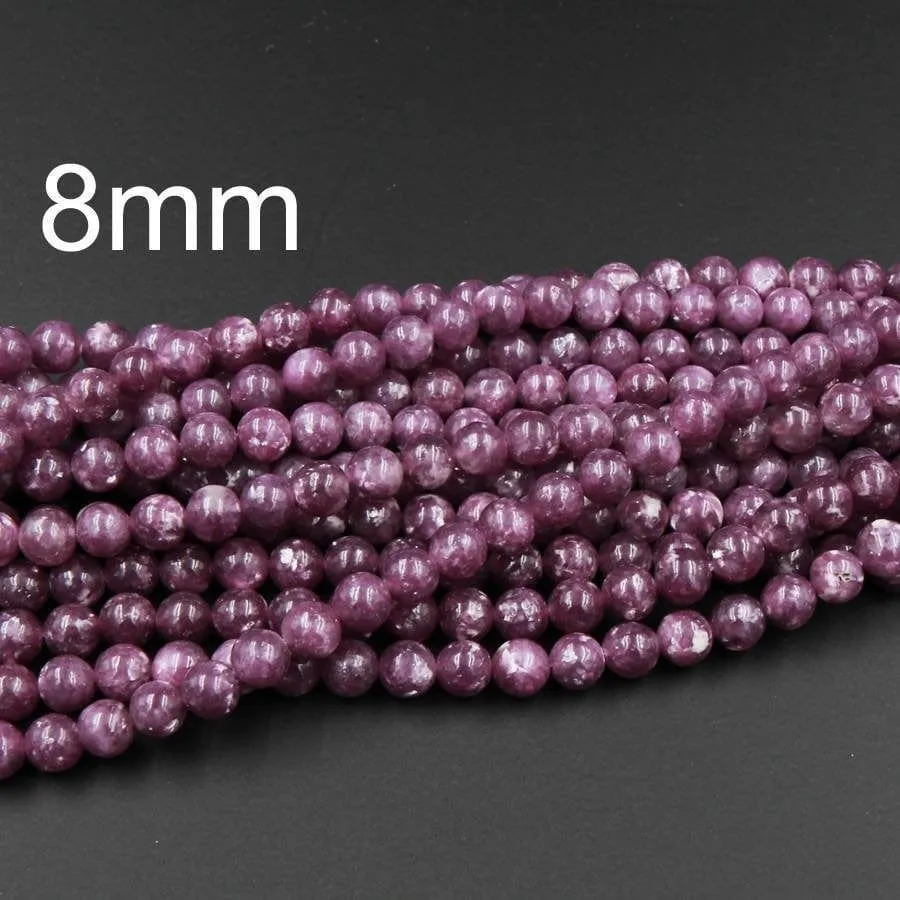 AAA Grade Natural Maroon Purple Lepidolite 4mm 6mm 8mm 10mm 12mm Round Beads High Quality 100% Natural Lepidolite Gemstone Full 16" Strand