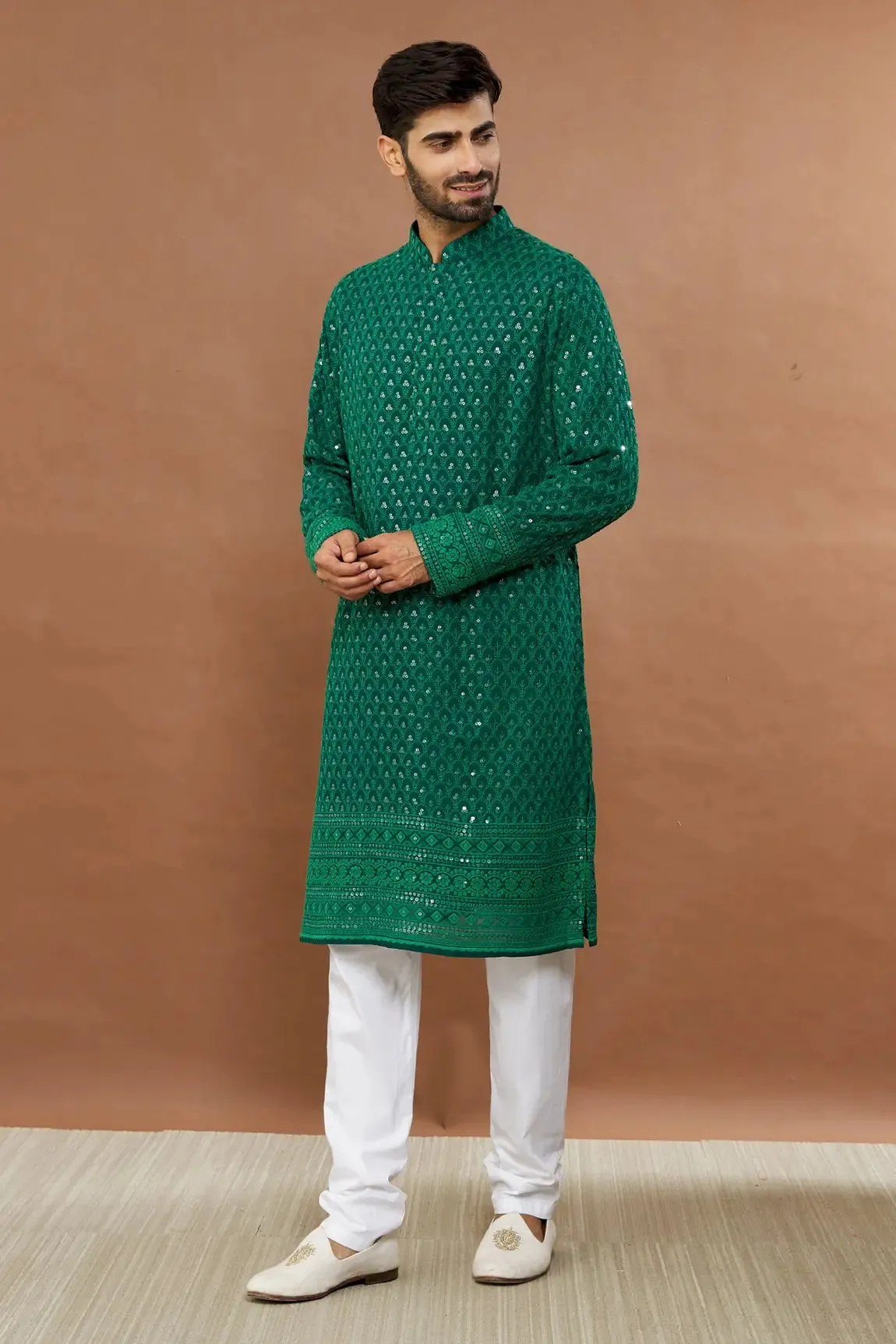 Aham Vayam's Green kurta chudidaar set- Rent