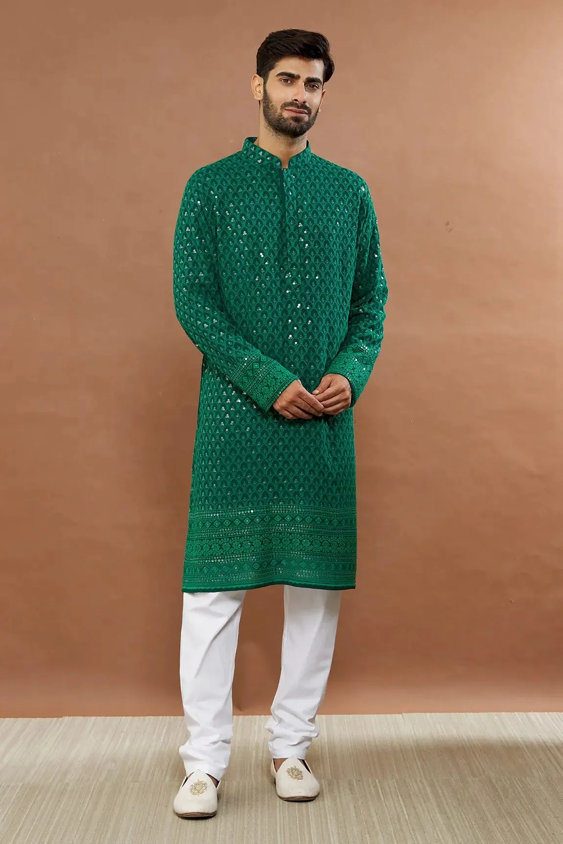 Aham Vayam's Green kurta chudidaar set- Rent