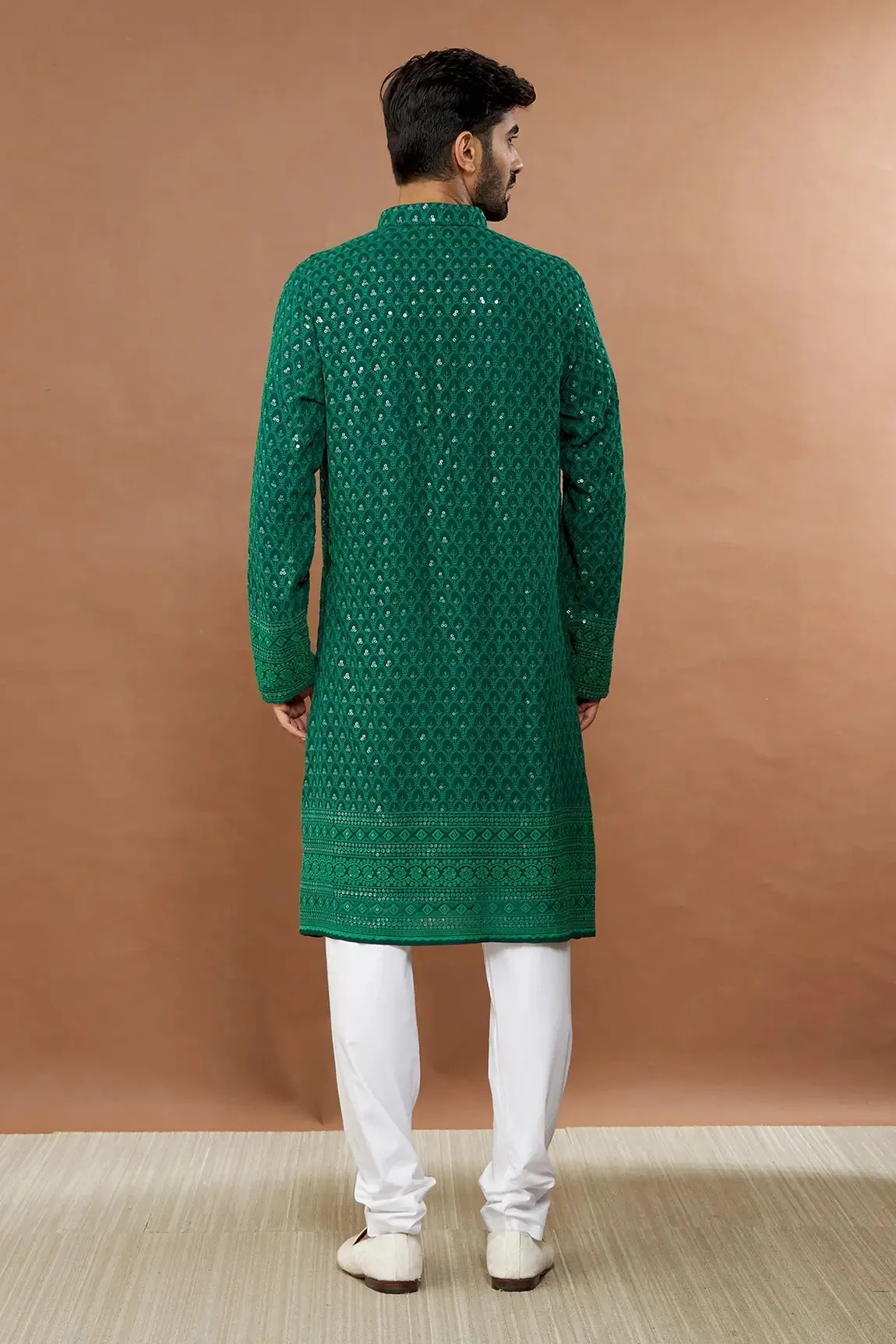 Aham Vayam's Green kurta chudidaar set- Rent