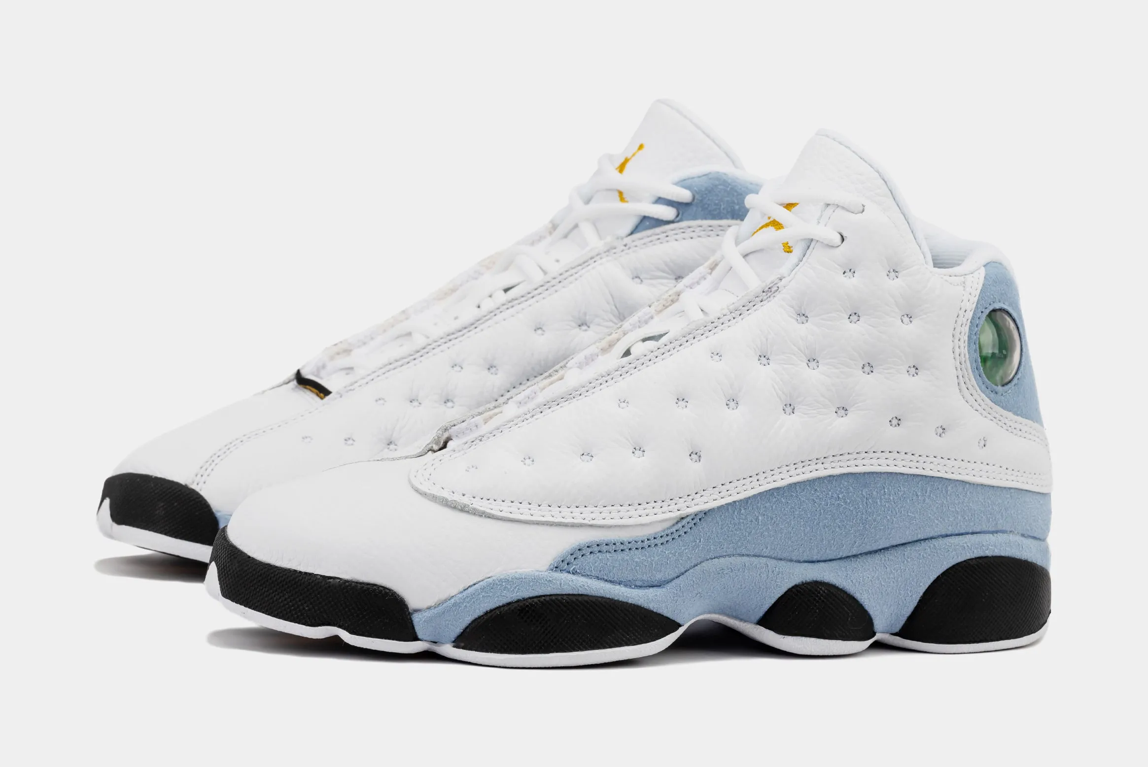 Air Jordan 13 Retro Blue Grey Grade School Lifestyle Shoes (White/Yellow Ochre/Blue Grey/Black)