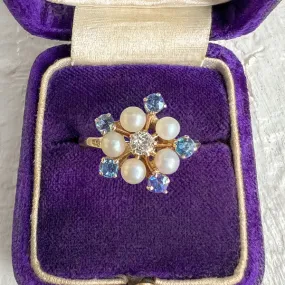 Antique Diamond, Pearl & Sapphire Ring