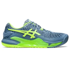 Asics Men Shoes Gel-Resolution 9 Tennis Shoes - Steel Blue/Hazard Green