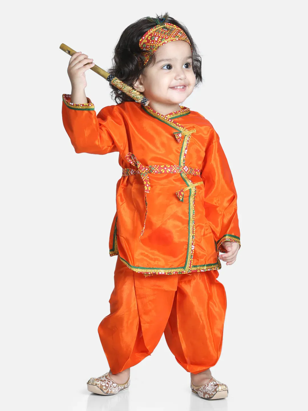 Attractive Orange Little Kanhaiya Suit Dress Set