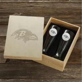 Baltimore Ravens Pilsner Set and Collector's Box