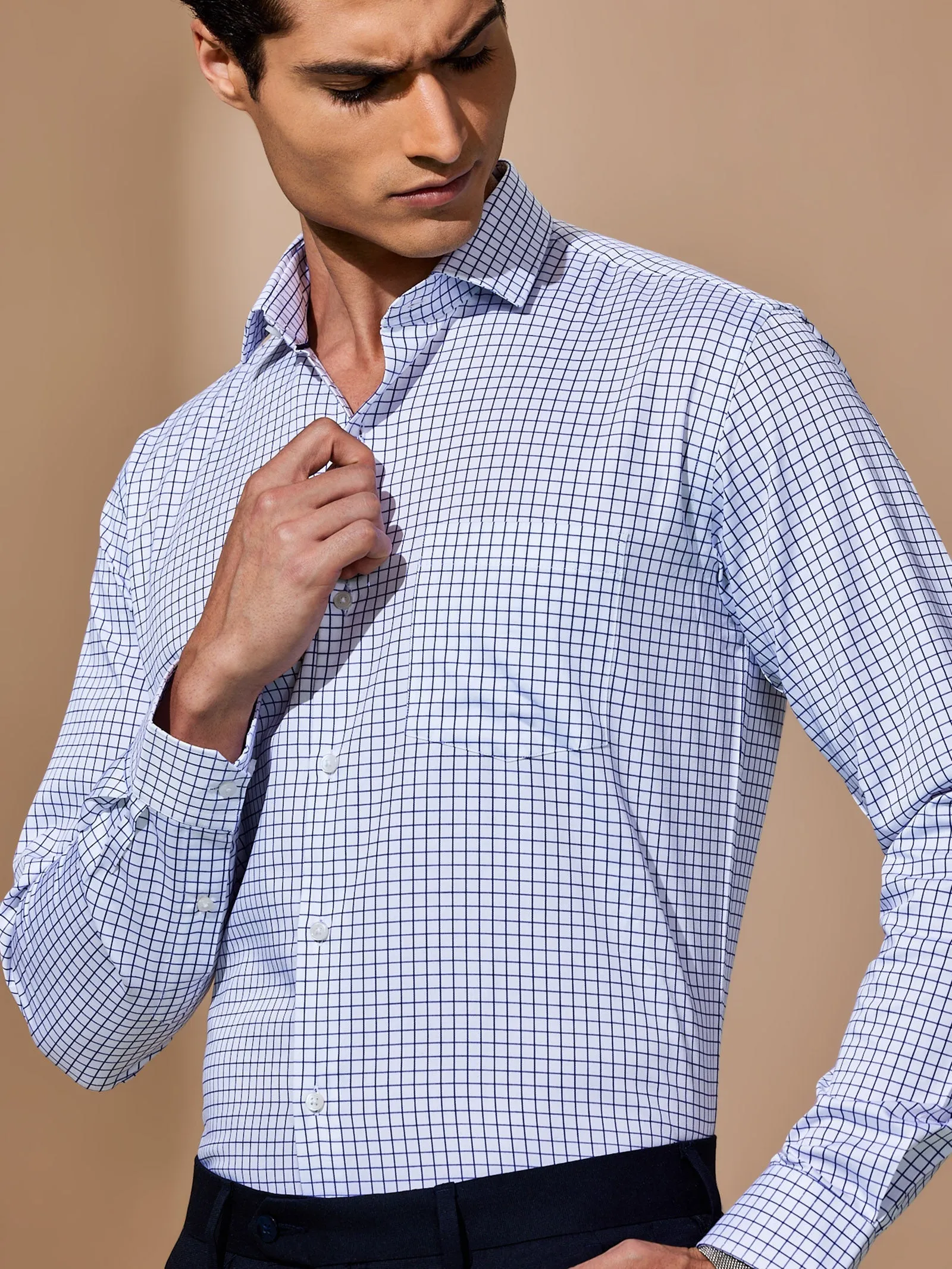 Black Checked Giza Formal Shirt