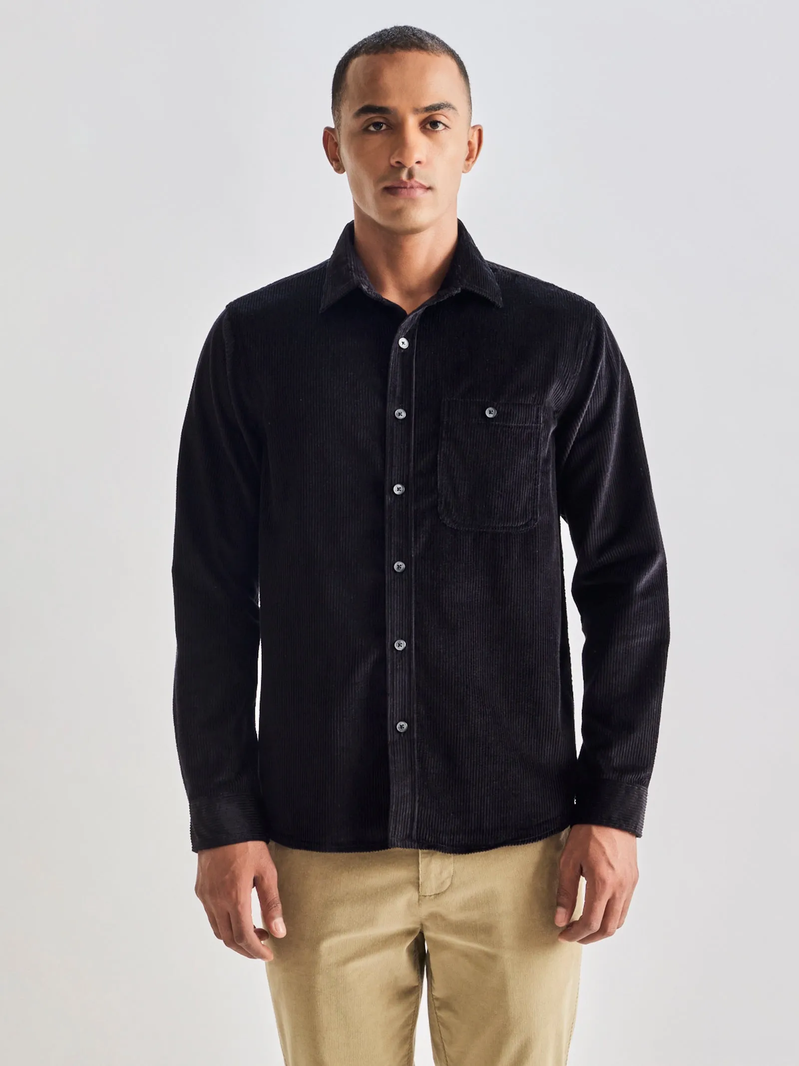 Black Corduroy Over Shirt