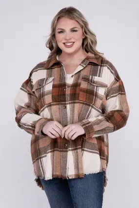 Blue B Plus Size Yarn Dyed Plaid Shirt Jacket