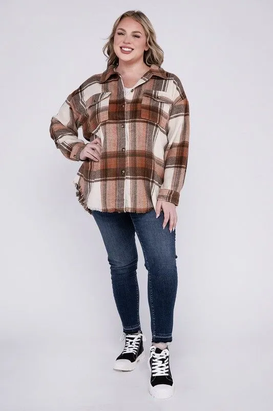 Blue B Plus Size Yarn Dyed Plaid Shirt Jacket