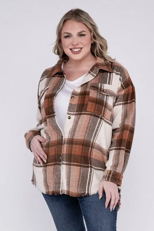 Blue B Plus Size Yarn Dyed Plaid Shirt Jacket