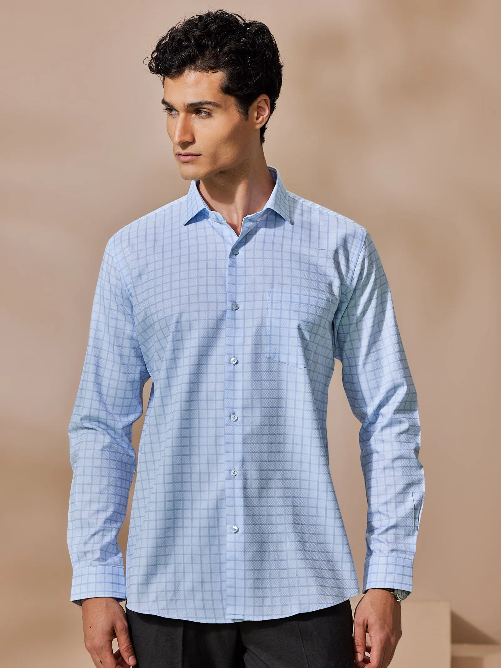 Blue Checked Giza Formal Shirt