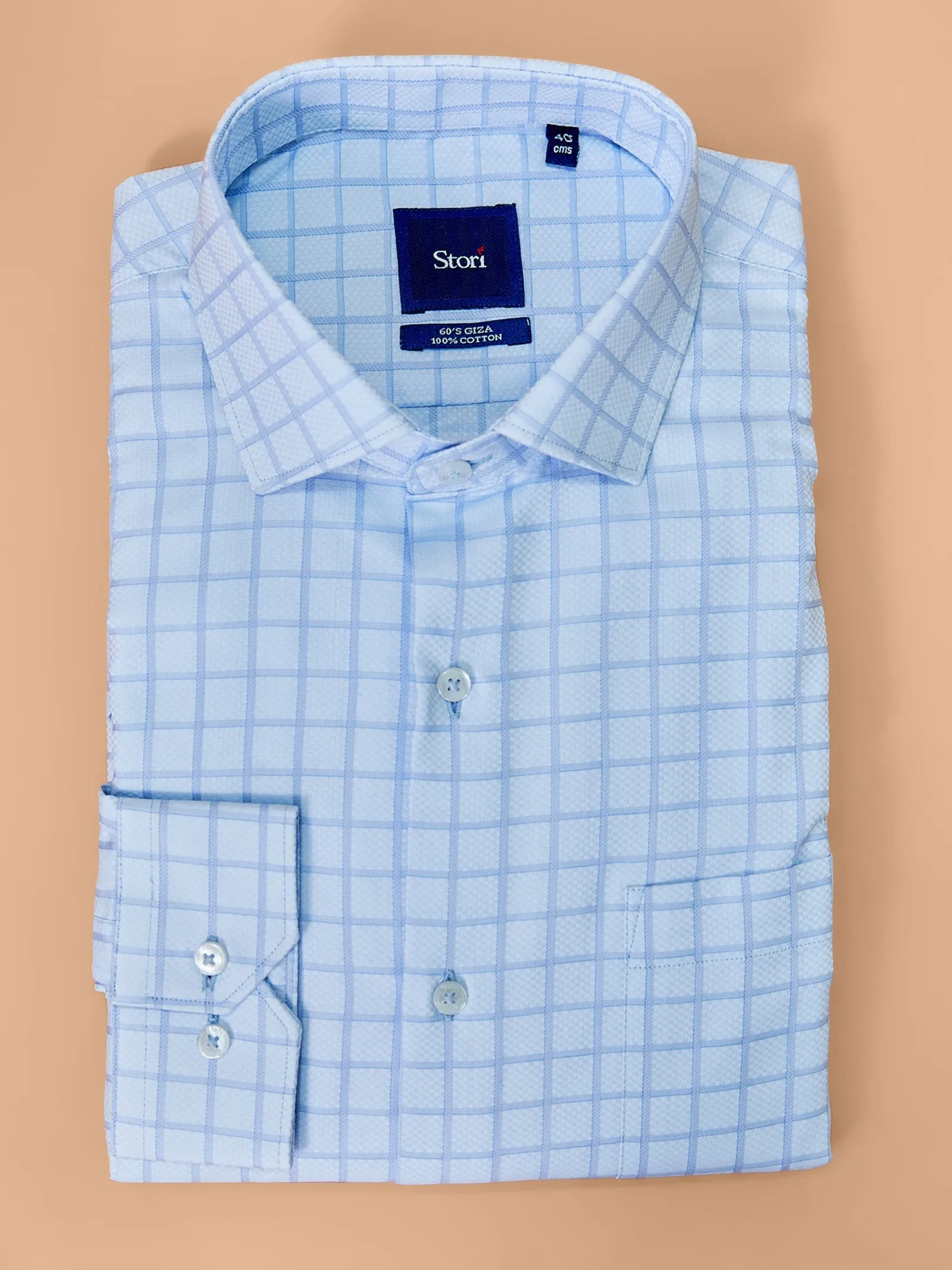 Blue Checked Giza Formal Shirt