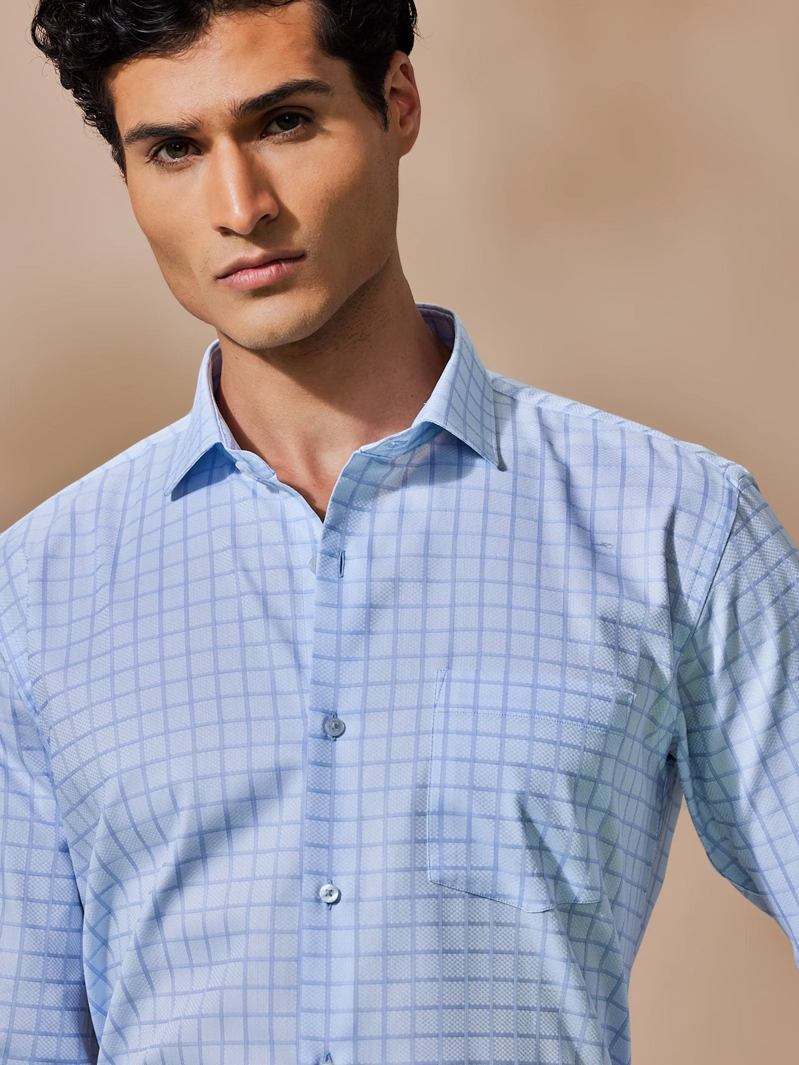 Blue Checked Giza Formal Shirt