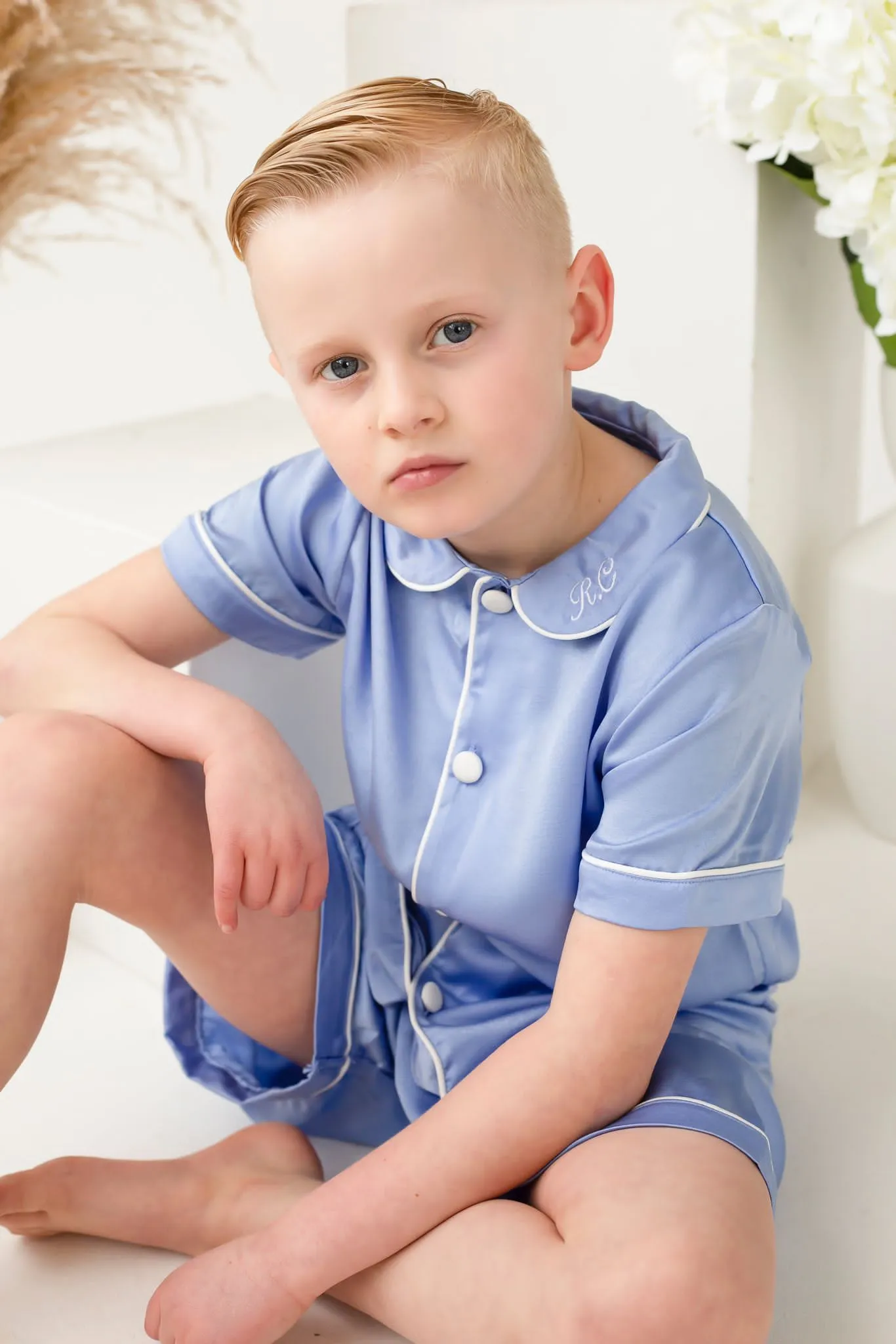 Boys Blue Pearl Short Sleeve and Leg Pyjamas