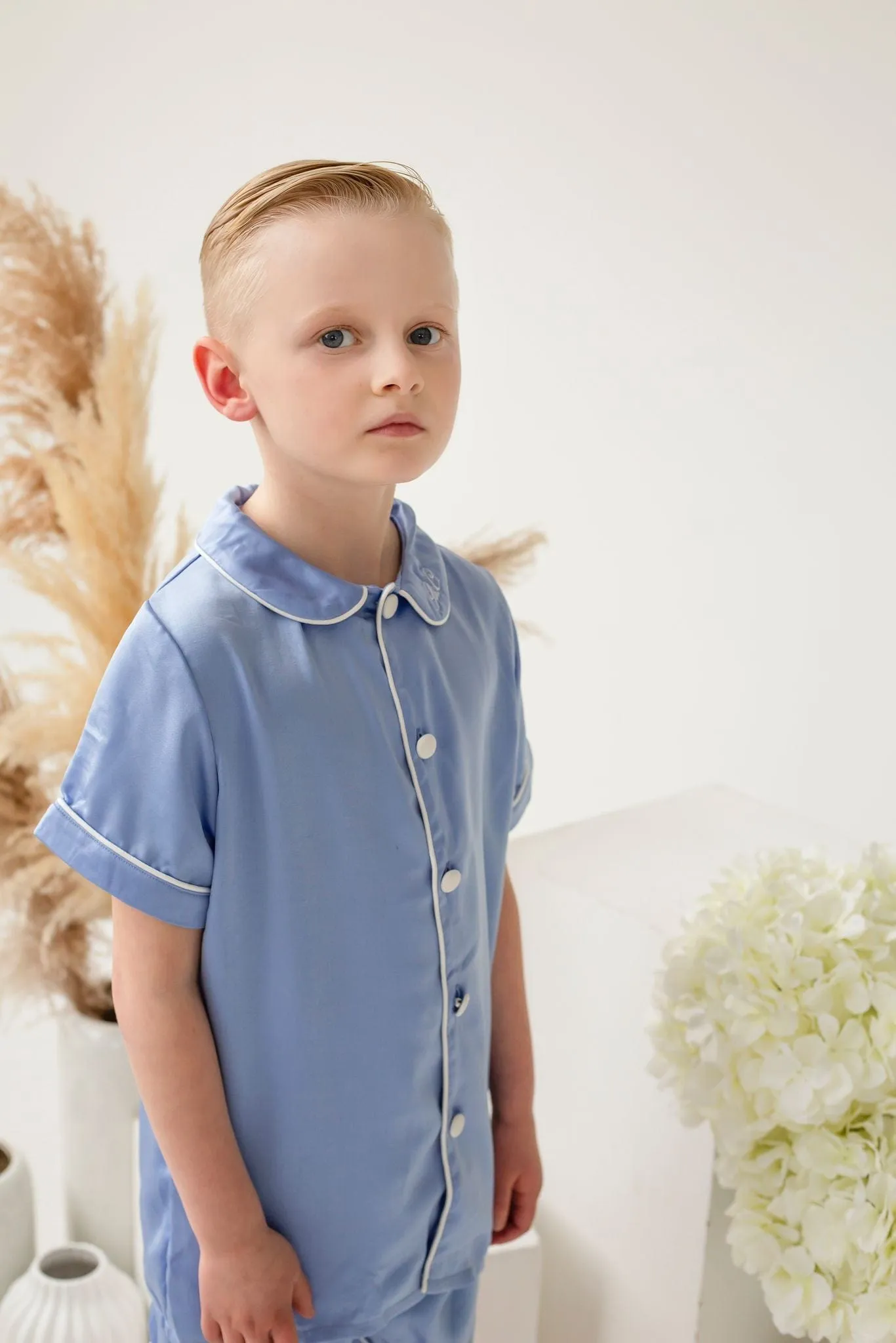 Boys Blue Pearl Short Sleeve and Leg Pyjamas