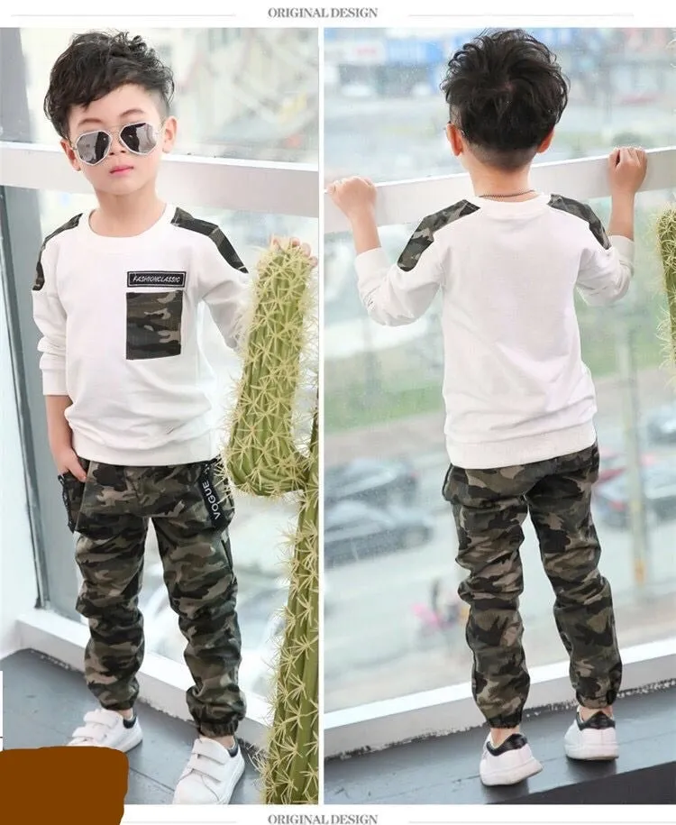 Boys Camouflage Trendy 2 Pcs Tracksuit Set