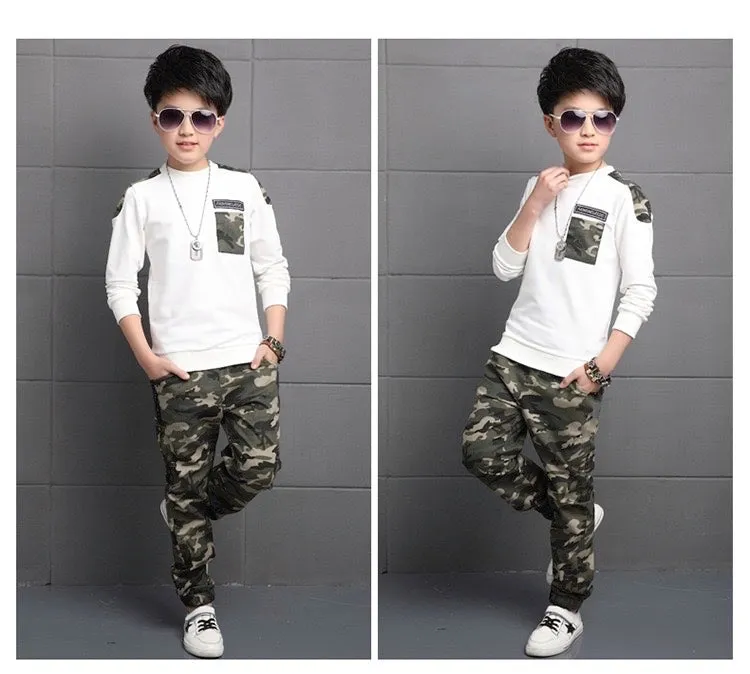 Boys Camouflage Trendy 2 Pcs Tracksuit Set