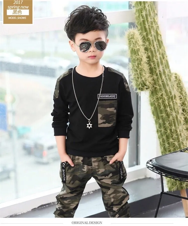 Boys Camouflage Trendy 2 Pcs Tracksuit Set