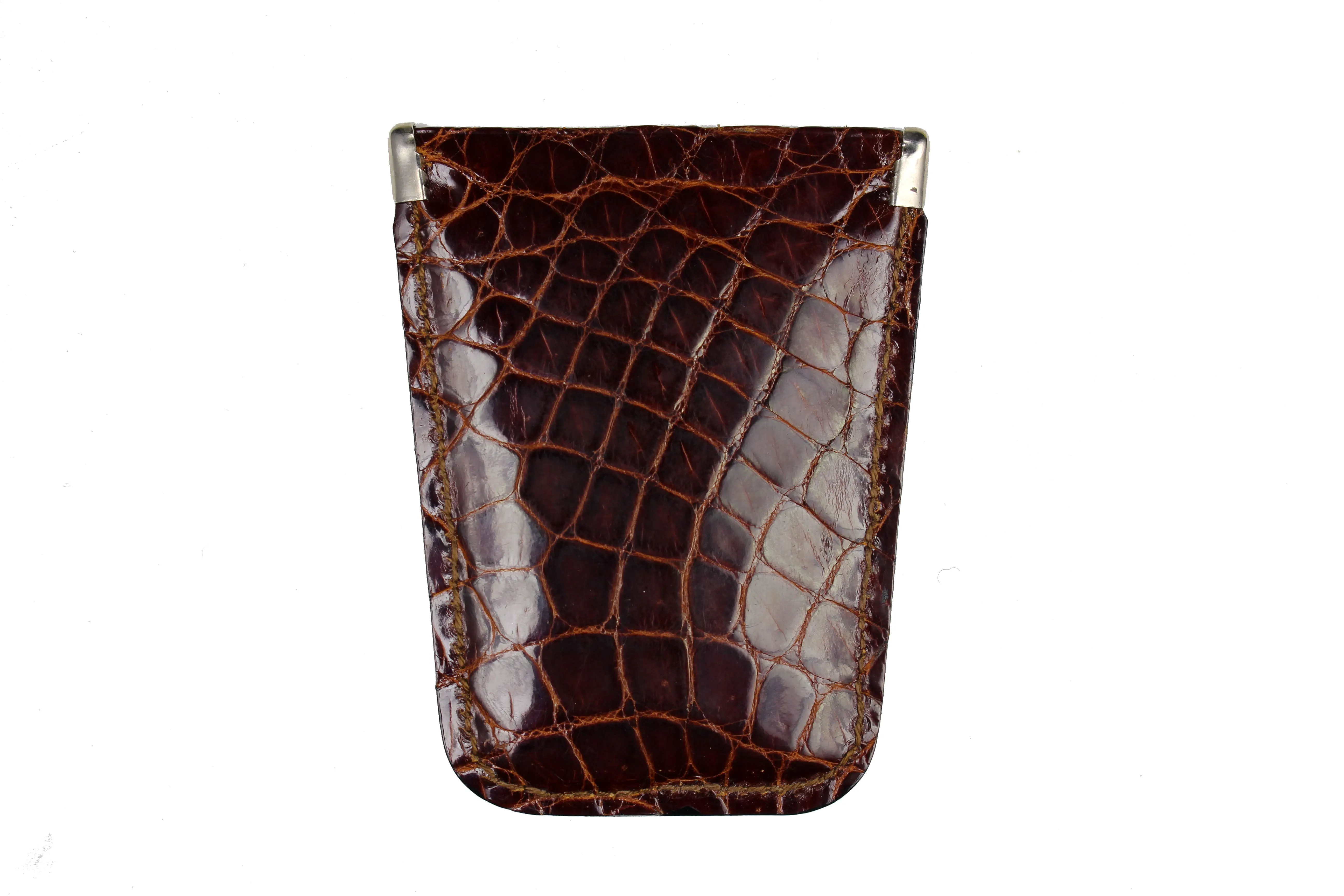 Brown crocodile skin case key chain