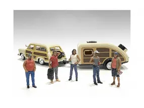 Campers 5 piece Figure Set for 1/18 Scale Models by American Diorama