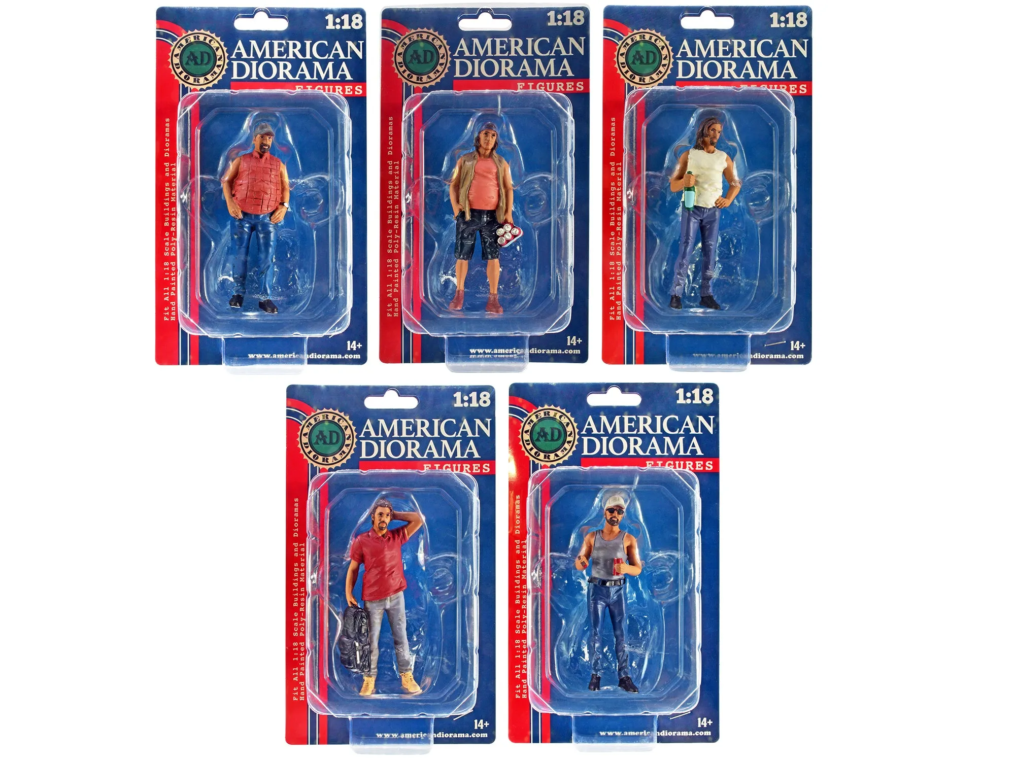 Campers 5 piece Figure Set for 1/18 Scale Models by American Diorama