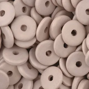 Ceramic Beads-13mm Round Disc-Dove Grey-Quantity 25