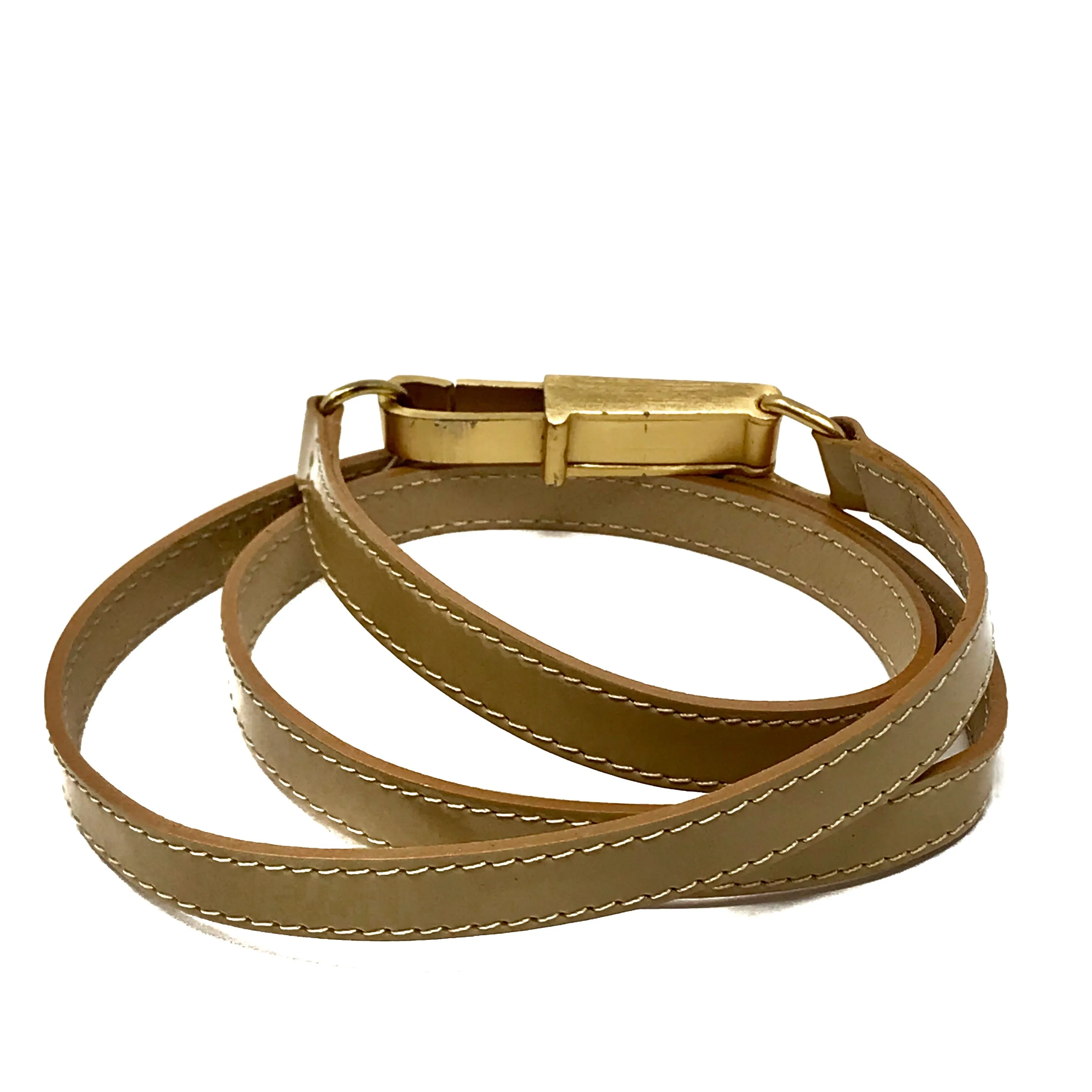 Chanel Vintage Belt Tan Patent Leather Gold Buckle Size 34 | Medium