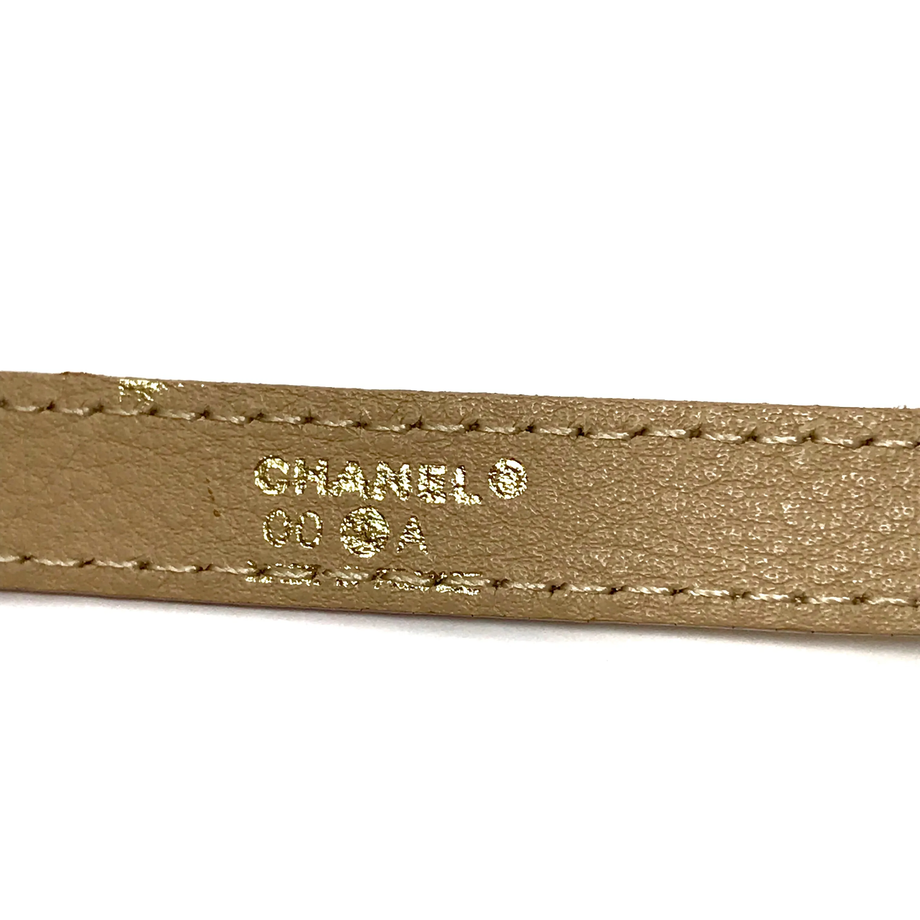 Chanel Vintage Belt Tan Patent Leather Gold Buckle Size 34 | Medium