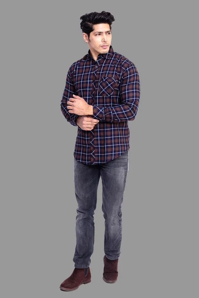 Check Shirt for Men - Men Regular Fit Checked Shirt Brown