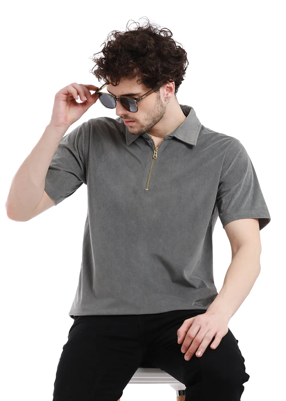 Chiseled Stone Zip polo T-shirt