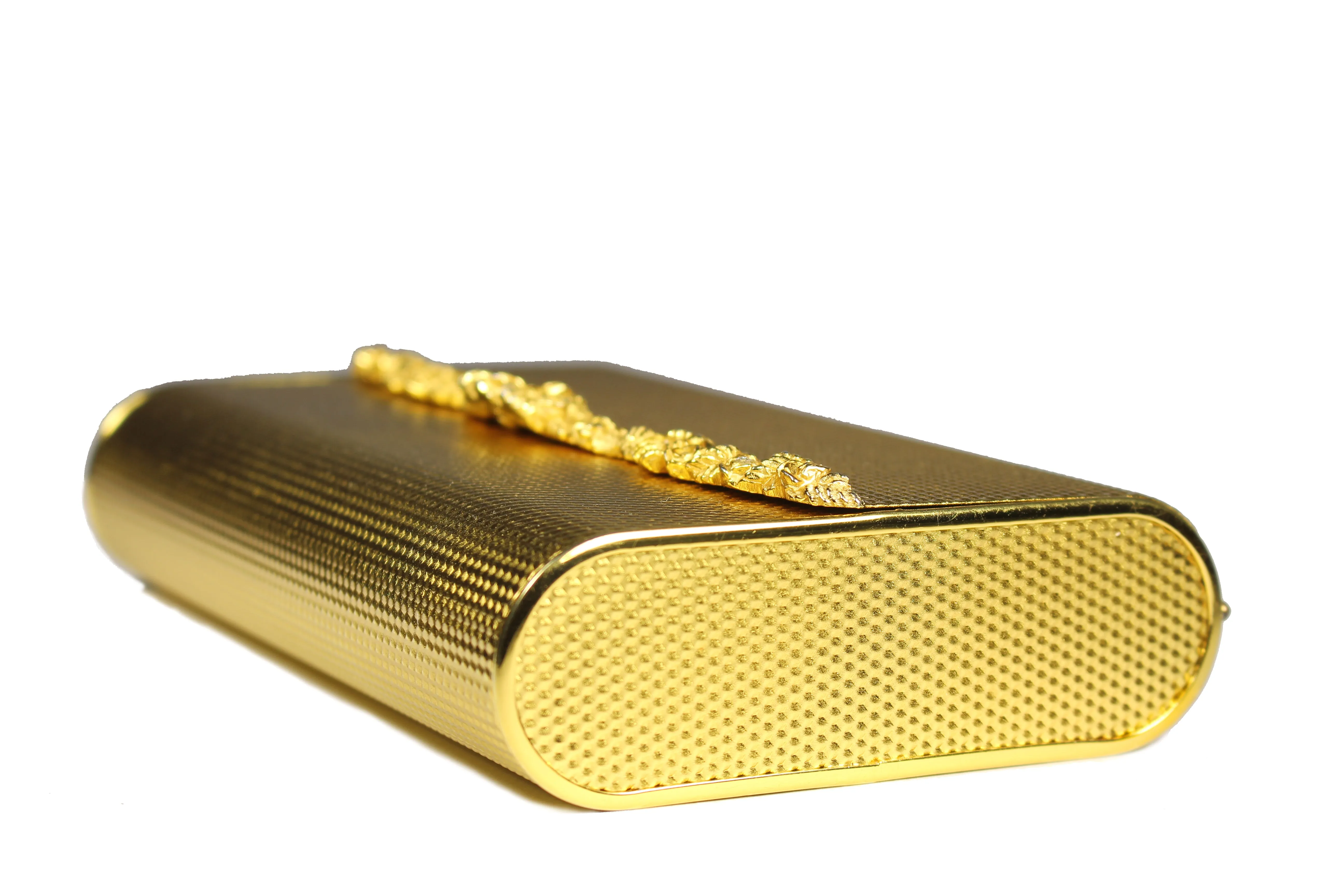 COBLENTZ embossed golden metal clutch