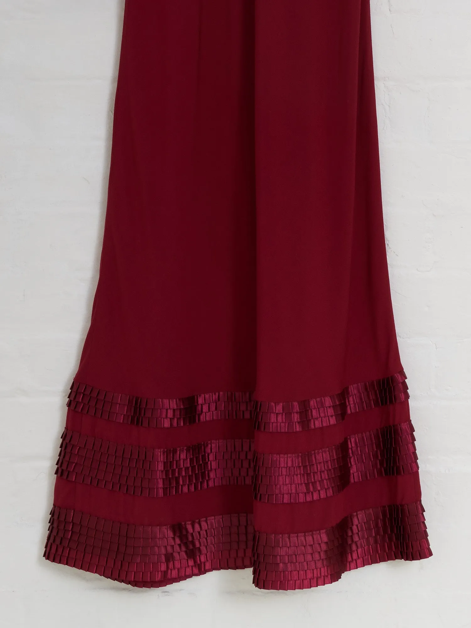 Comme des Garcons 1994 burgundy round neck frilled hem maxi dress